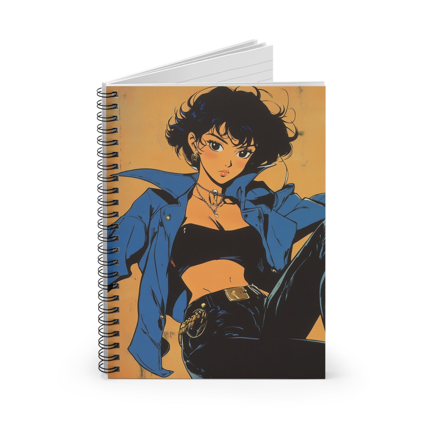 Chic Anime Spiral Notebook - Ruled Lines, Trendy Journal, Unique Stationery Gift, Perfect for Students, Cool Aesthetic Design, Vintage Style