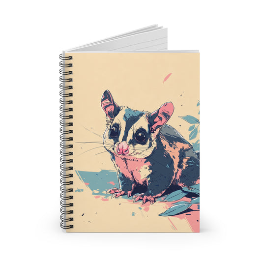 Cute Sugar Glider Spiral Notebook - Ruled Line, Animal Lover's Journal, Gift for Students, Eco-Friendly Sketchbook, Kawaii Notebook