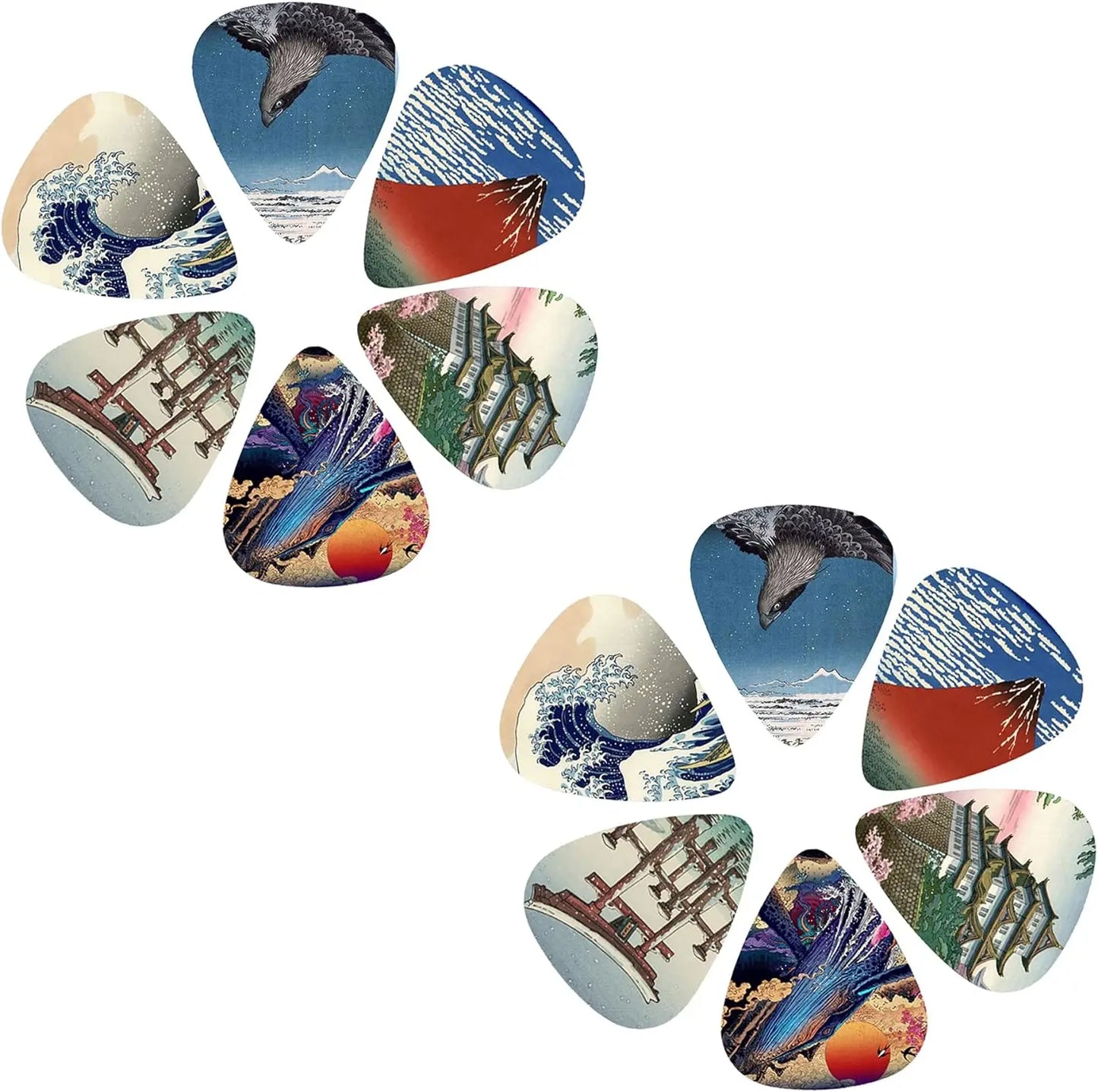 12pcs Artistic Guitar Picks -  Japanese Culture Style Theme