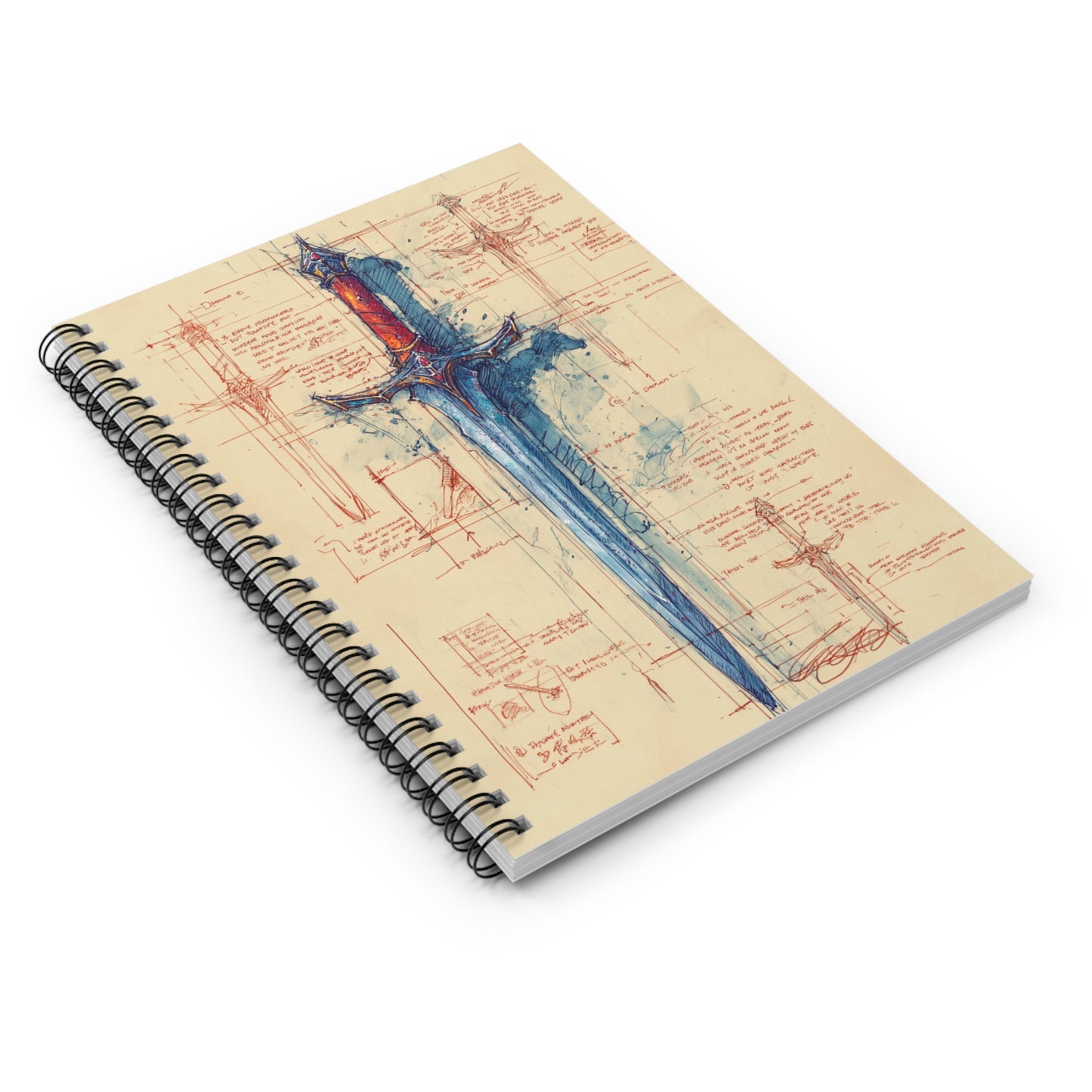 Fantasy Sword Sketch Spiral Notebook - Perfect for Artists, Students, Journaling, Gifts for Fantasy Lovers, Sketching, Writing Ideas