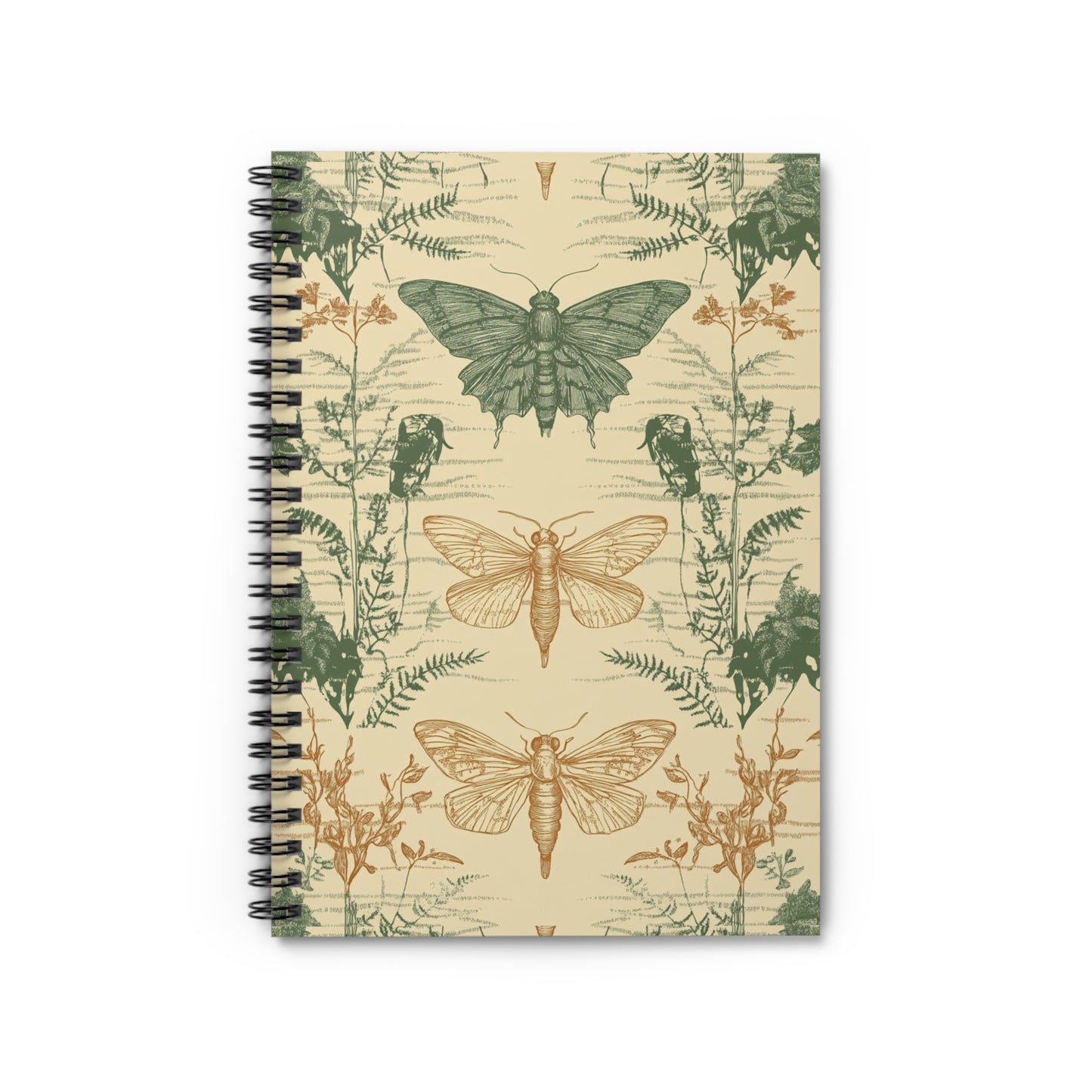 Botanical Moth Spiral Notebook - Nature Lover Gift, Journaling, Sketching, Eco-Friendly, School Supplies, Vintage Style