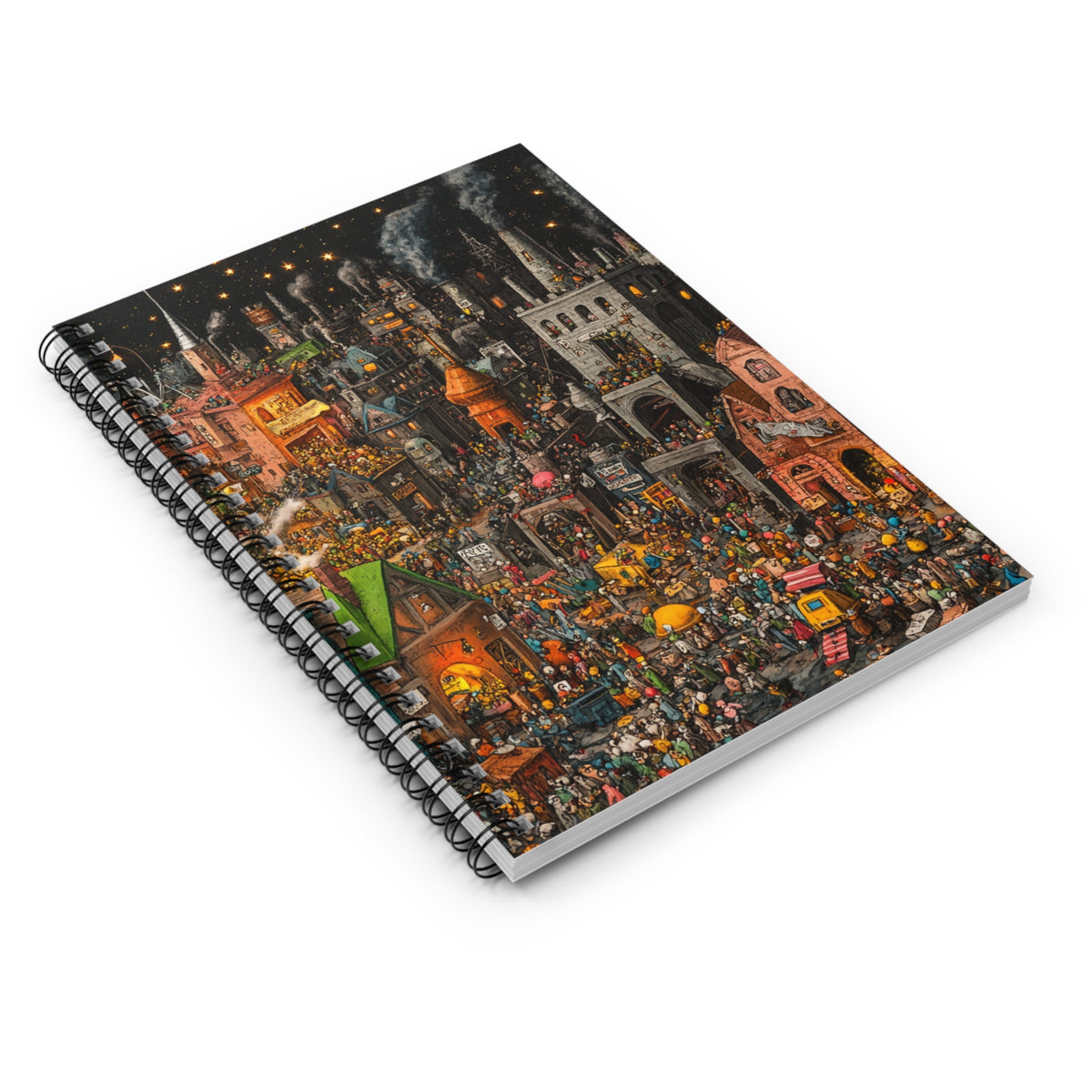 Whimsical City Scene Spiral Notebook | Perfect for Ideas and Sketches, Gift for Writers and Students, Unique Stationery, Creative Journal,