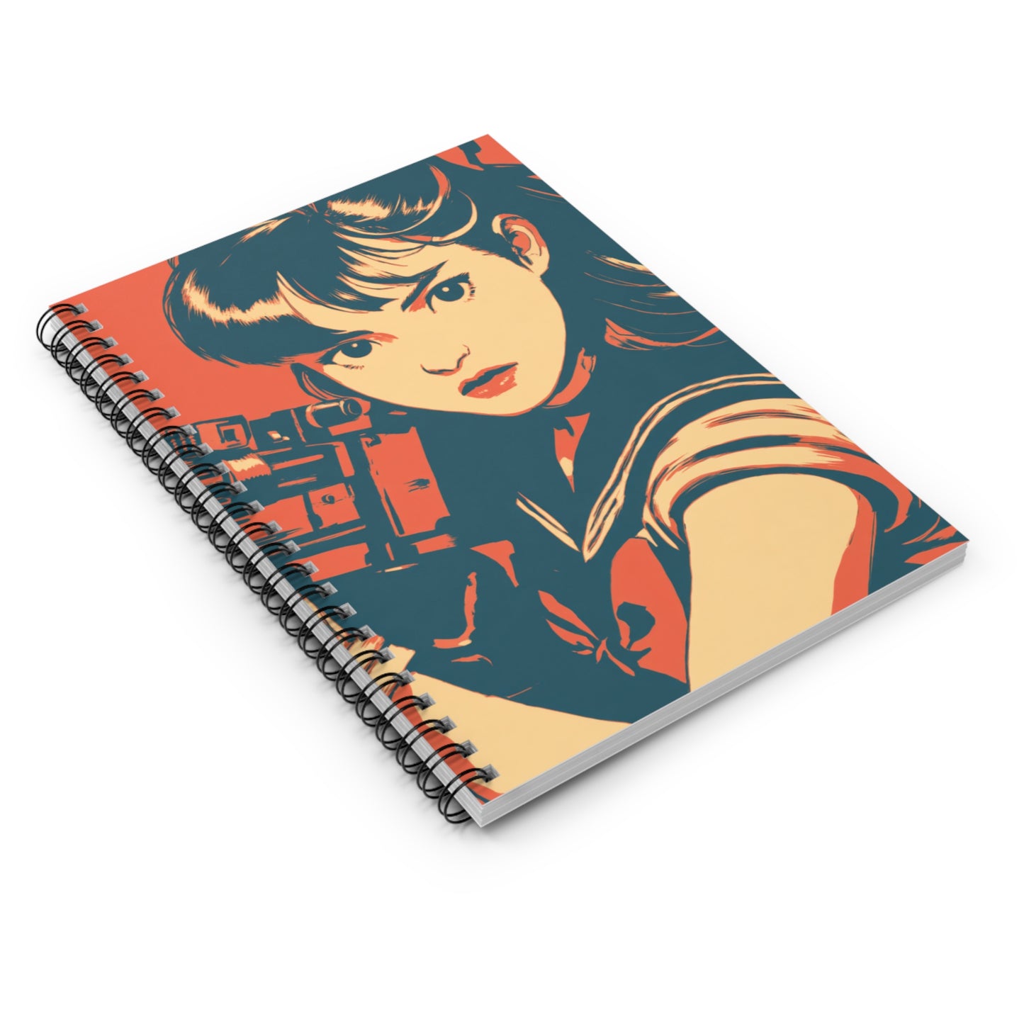 Artistic Spiral Notebook - Ruled Line, Anime Inspired Journal, Cute Sketchbook, Unique Gift for Students, Personalized Stationery, Retro