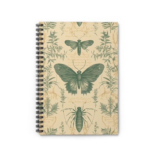Botanical Insect Spiral Notebook - Ruled Line, Vintage Style, Eco-Friendly Journal, Gift for Nature Lovers, School Supplies, Home Office