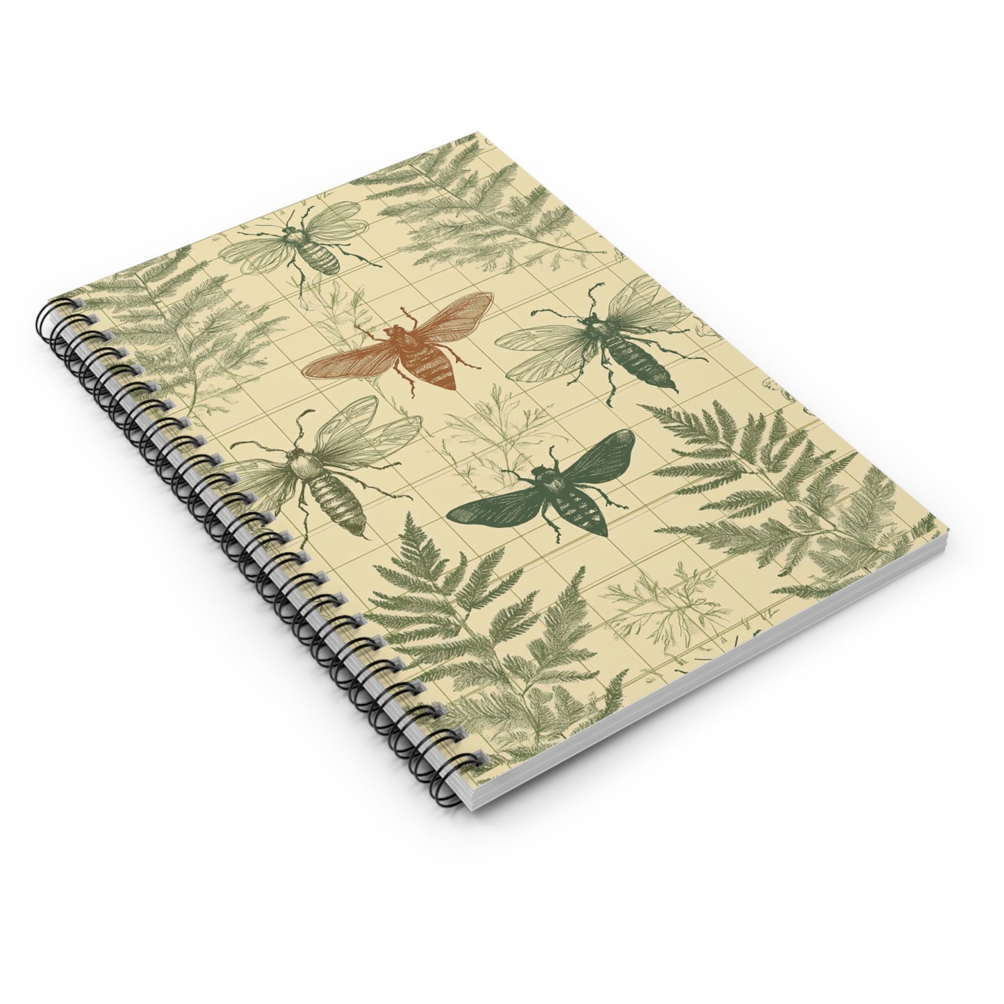 Vintage-Inspired Insect Spiral Notebook, Nature Lover's Journal, Eco-Friendly Sketchbook, Gift for Students, Artistic Planner