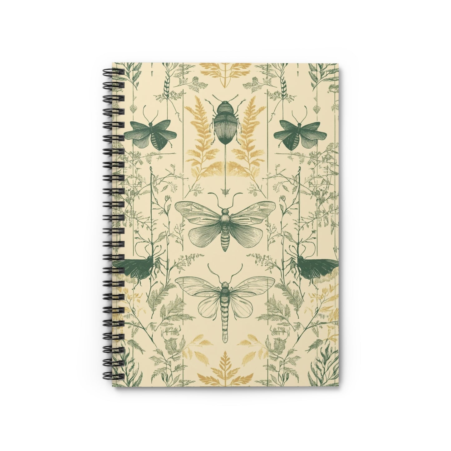 Botanical Insect Spiral Notebook - Elegant Nature-Inspired Journal for Nature Lovers, Eco-Friendly Stationery, Gift for Writers, Artists,