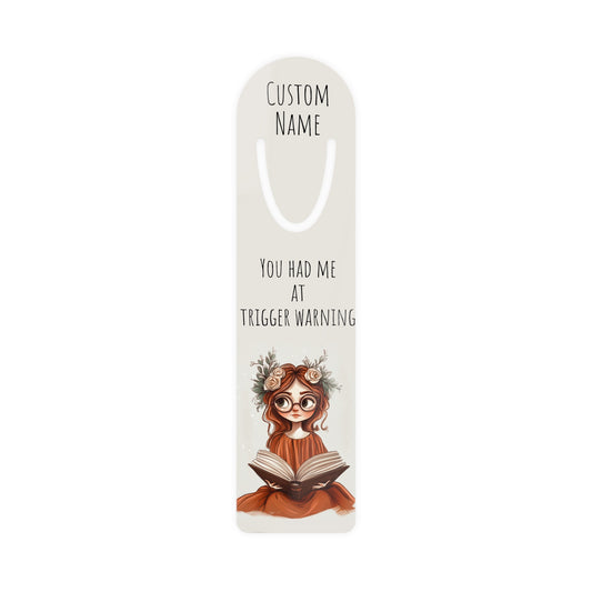 Personalized Trigger Warning Bookmark | Custom Printed Name