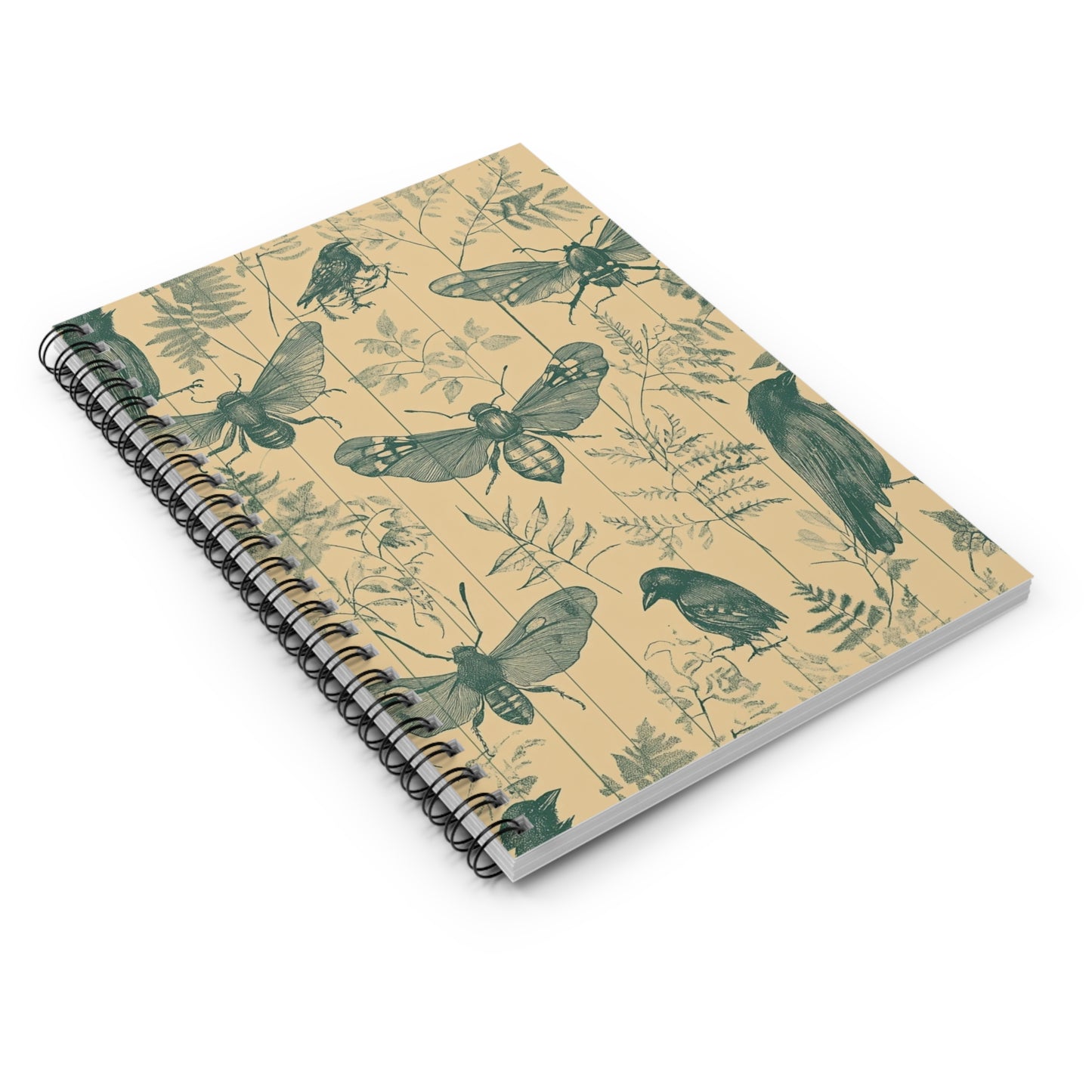 Whimsical Nature Spiral Notebook - Elegant Insect Design, Botanical Journal, Eco-Friendly Stationery, Gifts for Nature Lovers, School