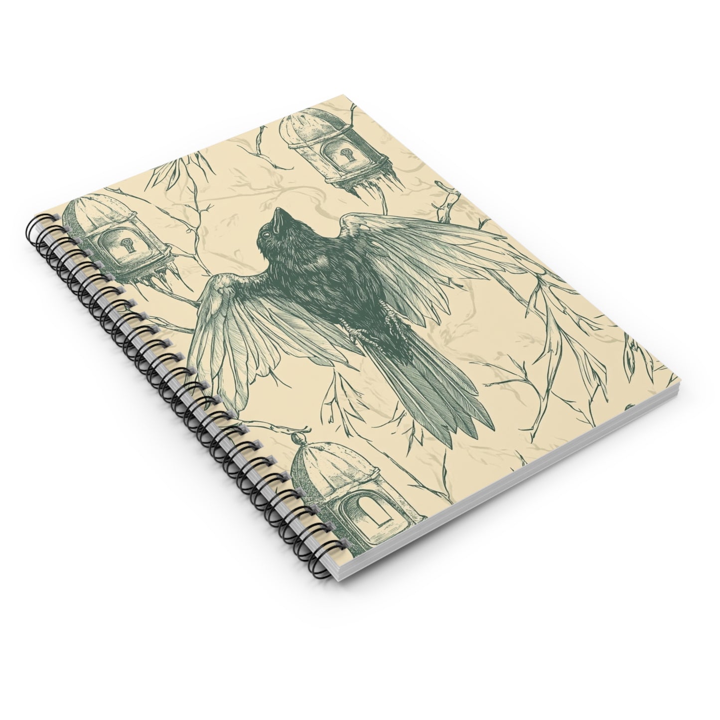 Enchanting Spirit Journal - Dark Fantasy Art, Mixed Media Notebook, Gift for Writers, Bird Lovers, Unique Stationery