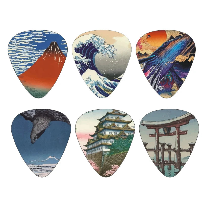 12pcs Artistic Guitar Picks -  Japanese Culture Style Theme