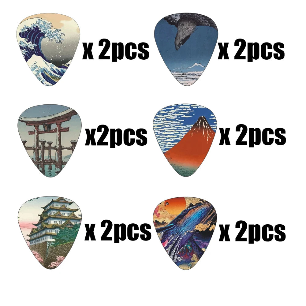 12pcs Artistic Guitar Picks -  Japanese Culture Style Theme